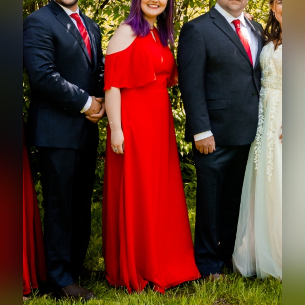 JJs House A-line Cold Shoulder Floor-Length Chiffon Bridesmaid Dress #206455 - Picture 5 of 10